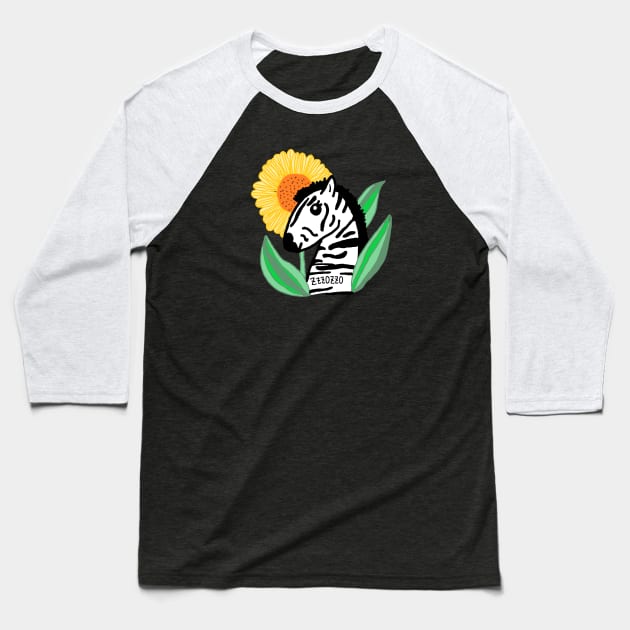 zebra, sun flower Baseball T-Shirt by zzzozzo